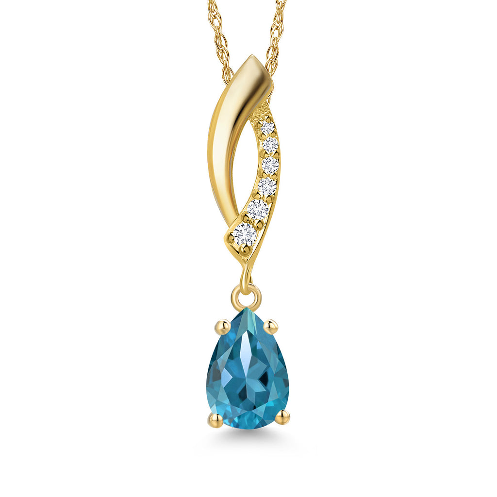 London Blue Topaz - November_Pendant in 14K Yellow Gold