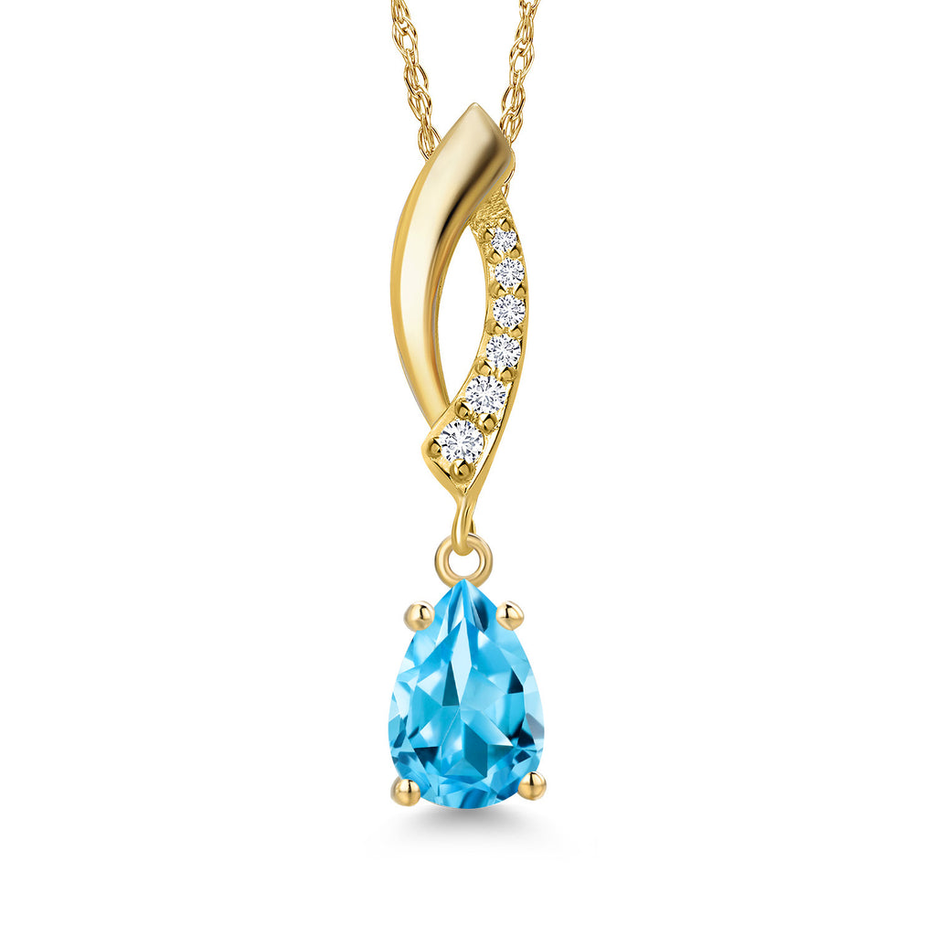 Swiss Blue Topaz - November_Pendant in 14K Yellow Gold