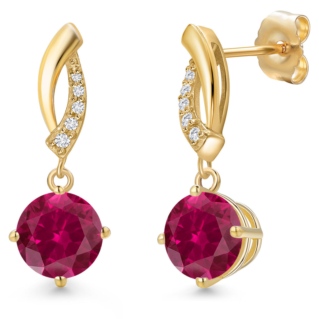 Created Ruby - July_Earrings in 14K Yellow Gold