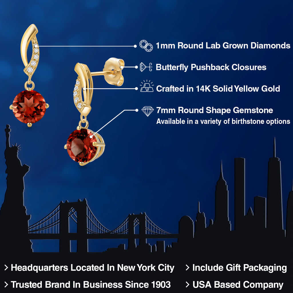 Red and E - F_Earrings in 14K Yellow Gold