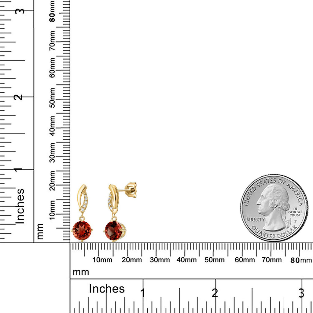 Red and E - F_Earrings in 14K Yellow Gold