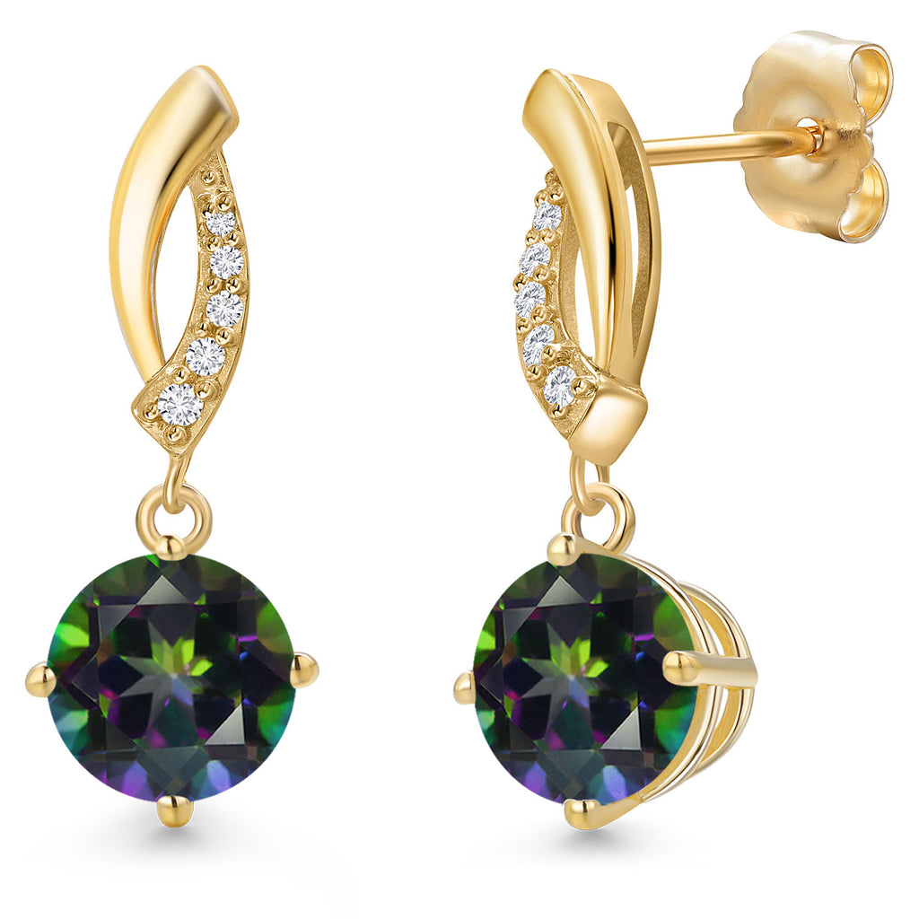 Green Mystic Topaz_Earrings in 14K Yellow Gold