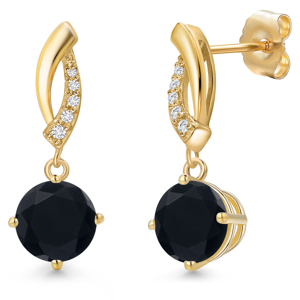Onyx - December_Earrings in 14K Yellow Gold