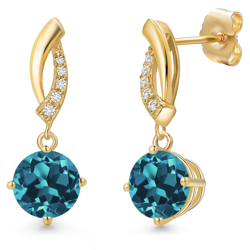 London Blue Topaz - November_Earrings in 14K Yellow Gold