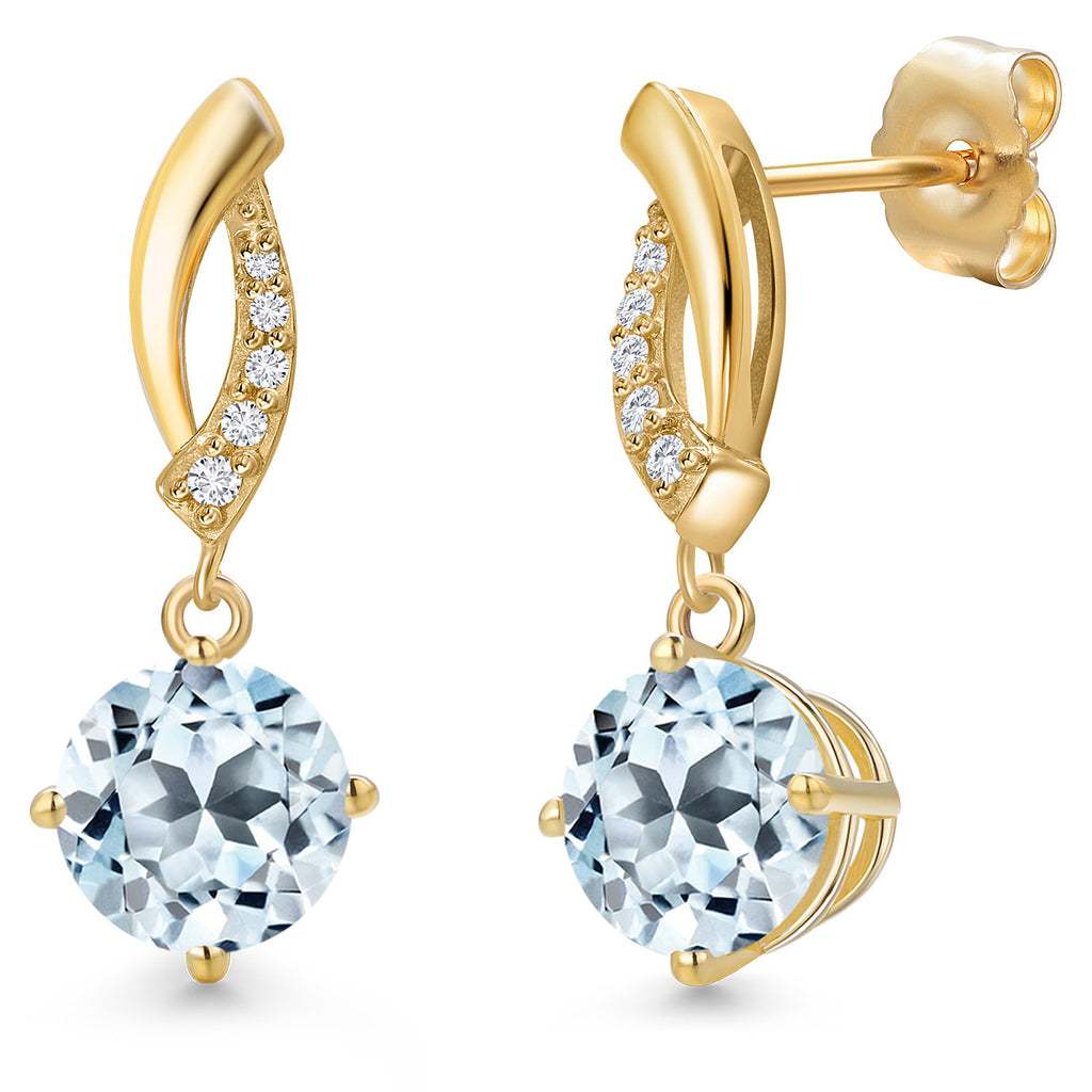Sky Blue Topaz - November_Earrings in 14K Yellow Gold