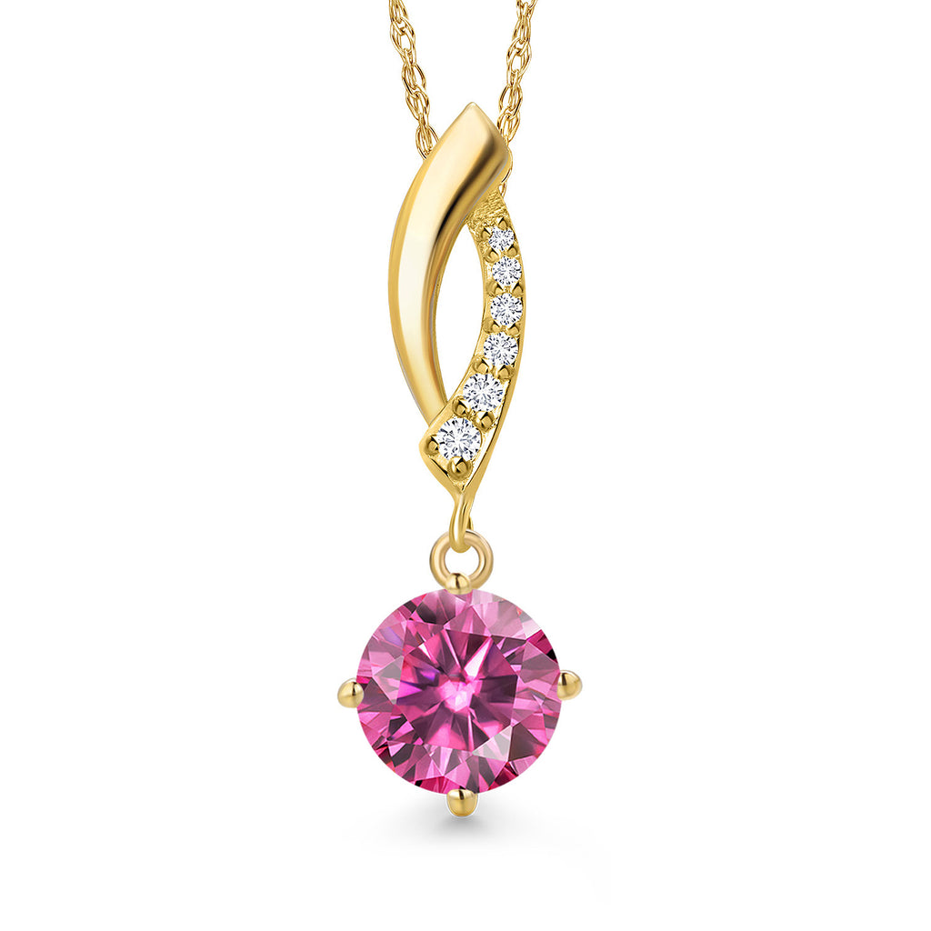 Pink Moissanite - April_Pendant in 14K Yellow Gold