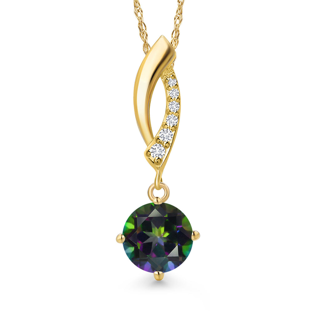 Green Mystic Topaz_Pendant in 14K Yellow Gold