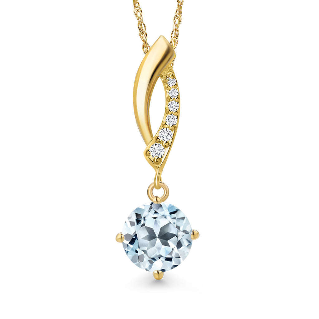 Sky Blue Topaz - November_Pendant in 14K Yellow Gold