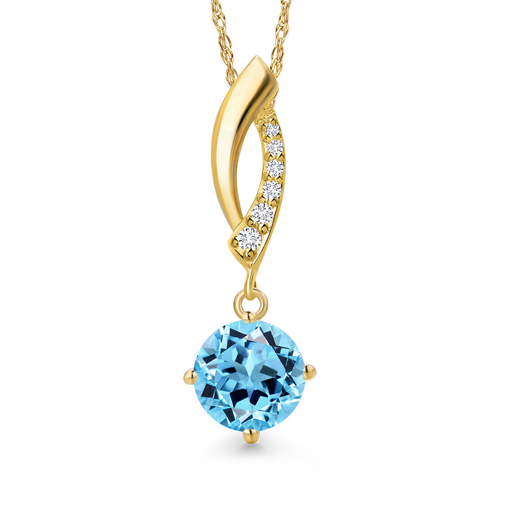 Swiss Blue Topaz - November_Pendant in 14K Yellow Gold