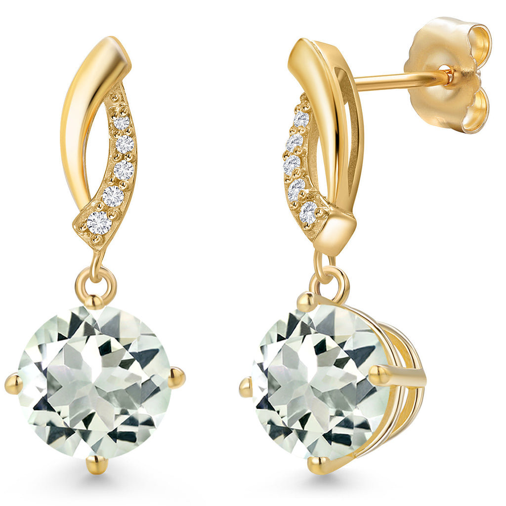 Prasiolite_Earrings in 14K Yellow Gold