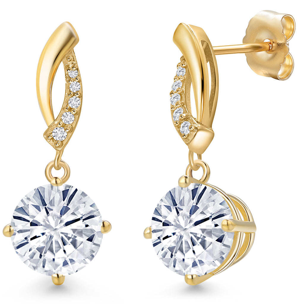 White Moissanite - April_Earrings in 14K Yellow Gold