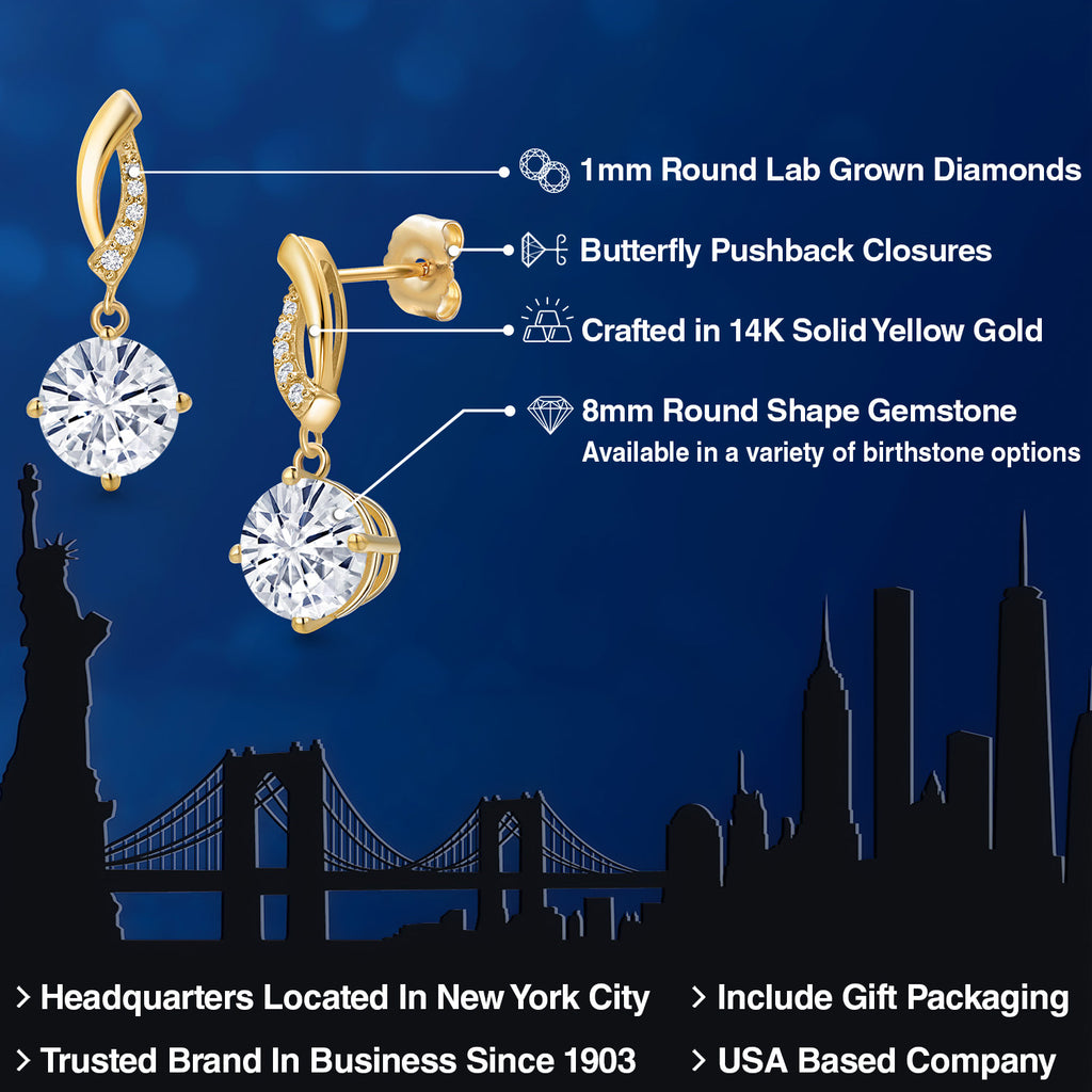 Near Colorless (GH) and E - F_Earrings in 14K Yellow Gold