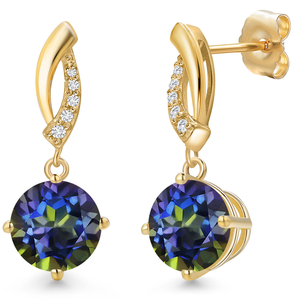 Blue Mystic Topaz_Earrings in 14K Yellow Gold