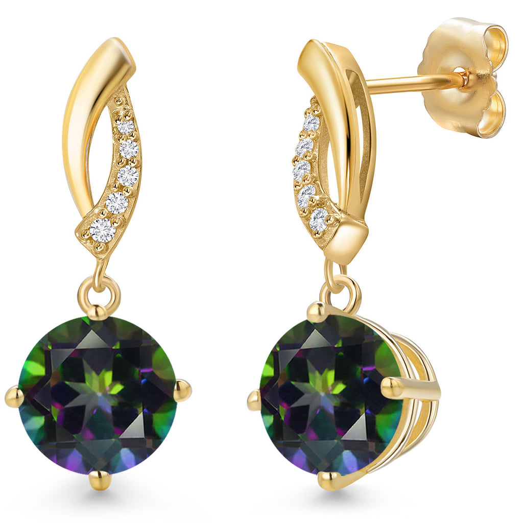 Green Mystic Topaz_Earrings in 14K Yellow Gold