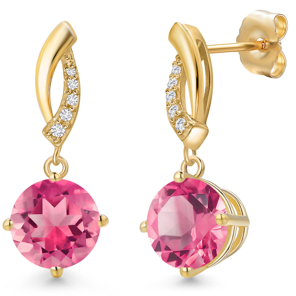 Pink Mystic Topaz_Earrings in 14K Yellow Gold