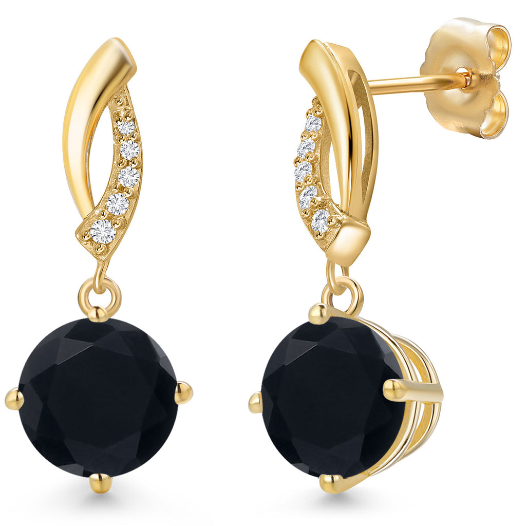 Onyx - December_Earrings in 14K Yellow Gold