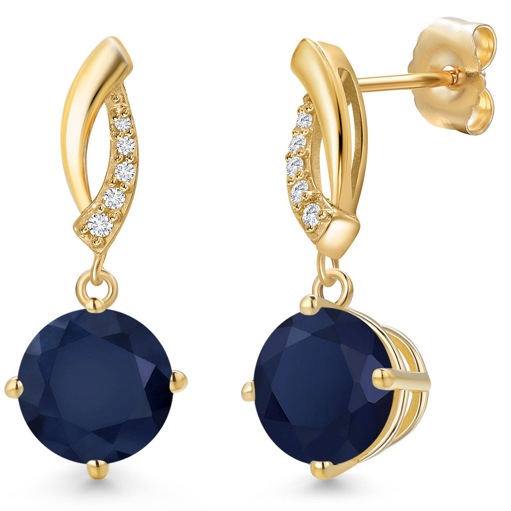 Blue Sapphire - September_Earrings in 14K Yellow Gold
