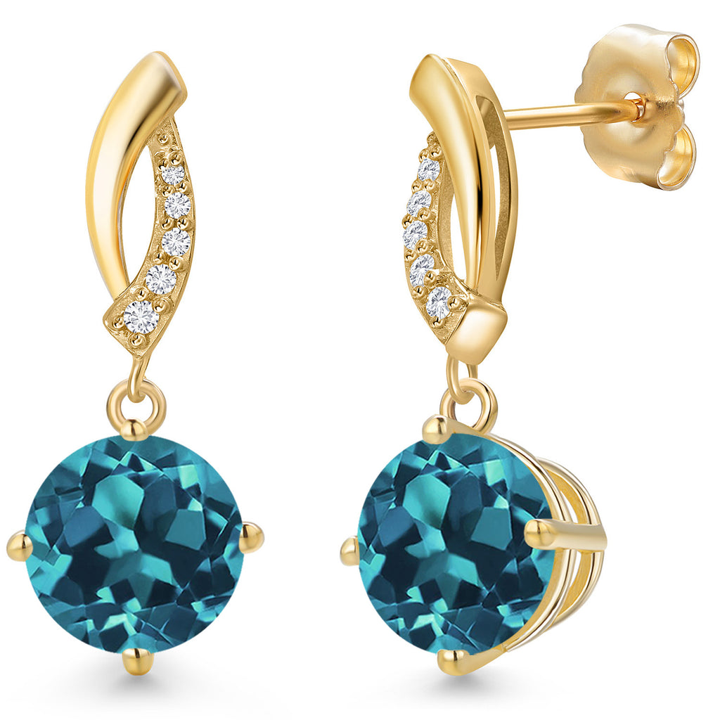 London Blue Topaz - November_Earrings in 14K Yellow Gold