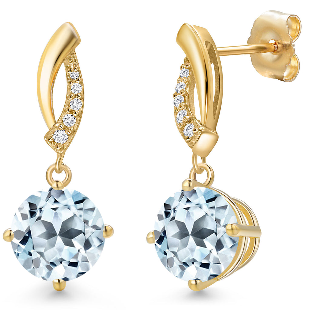 Sky Blue Topaz - November_Earrings in 14K Yellow Gold