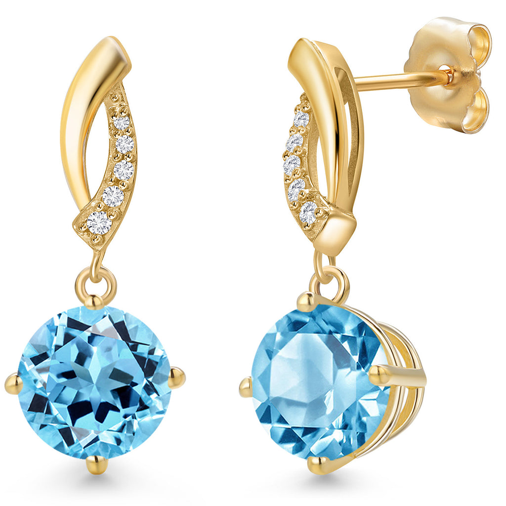 Swiss Blue Topaz - November_Earrings in 14K Yellow Gold