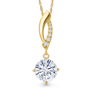 Moissanite and Lab Grown Diamond_Pendant in 14K Yellow Gold