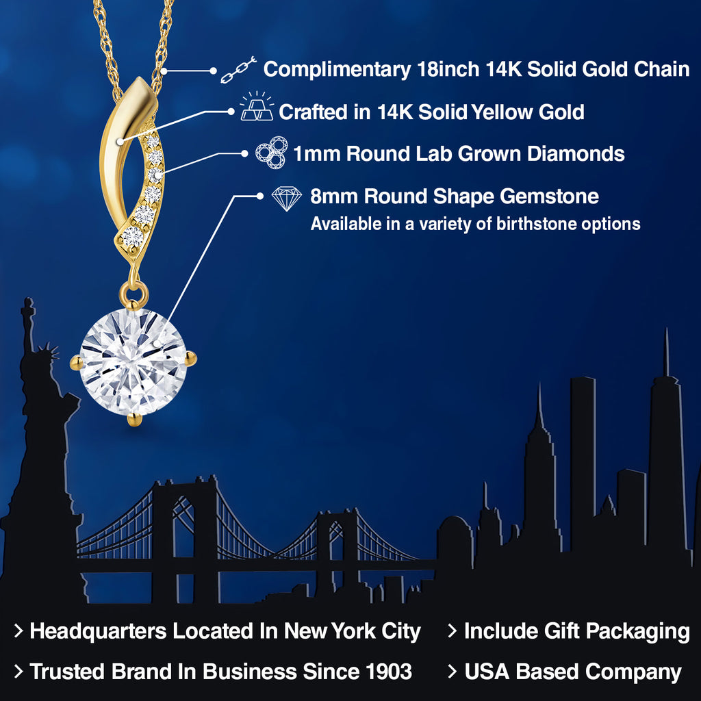 Moissanite and Lab Grown Diamond_Pendant in 14K Yellow Gold