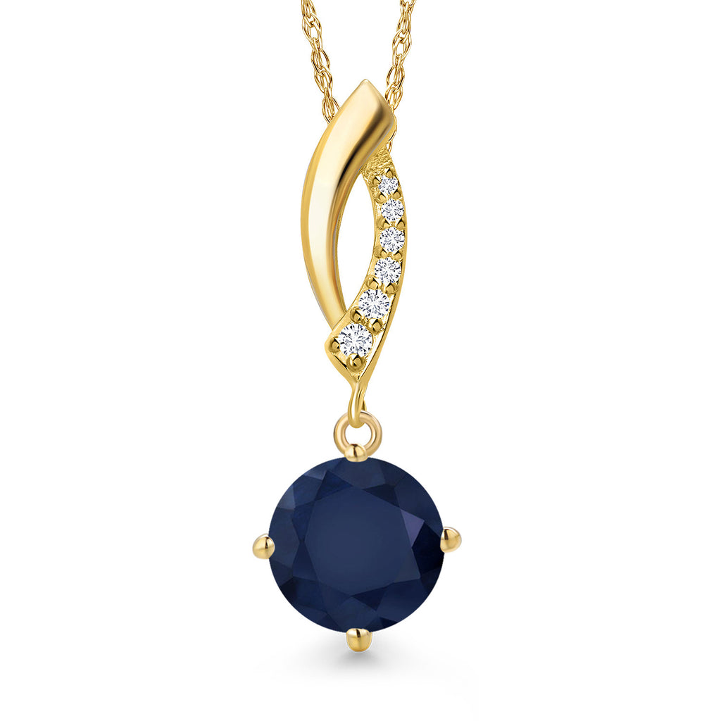 Blue Sapphire - September_Pendant in 14K Yellow Gold