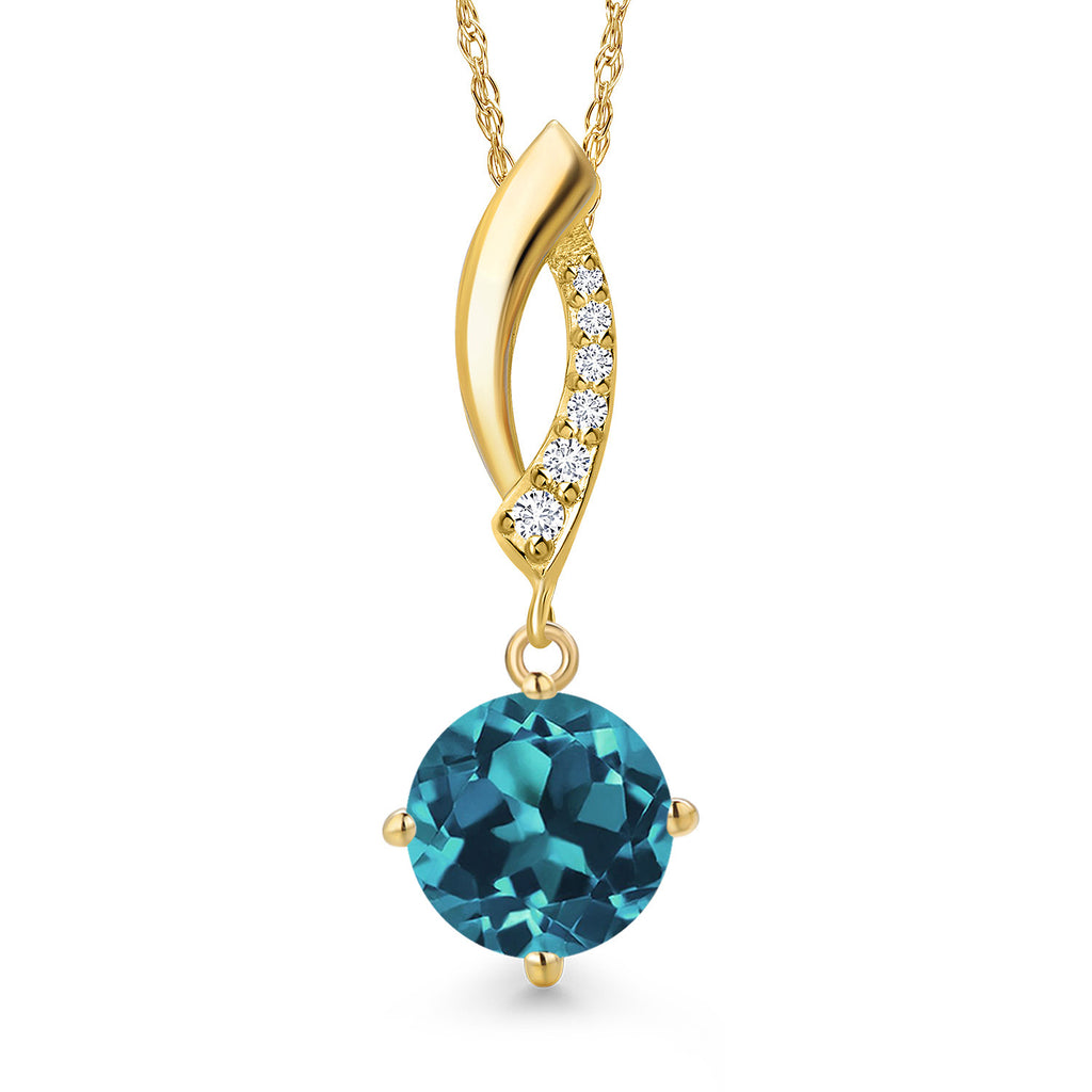 London Blue Topaz - November_Pendant in 14K Yellow Gold