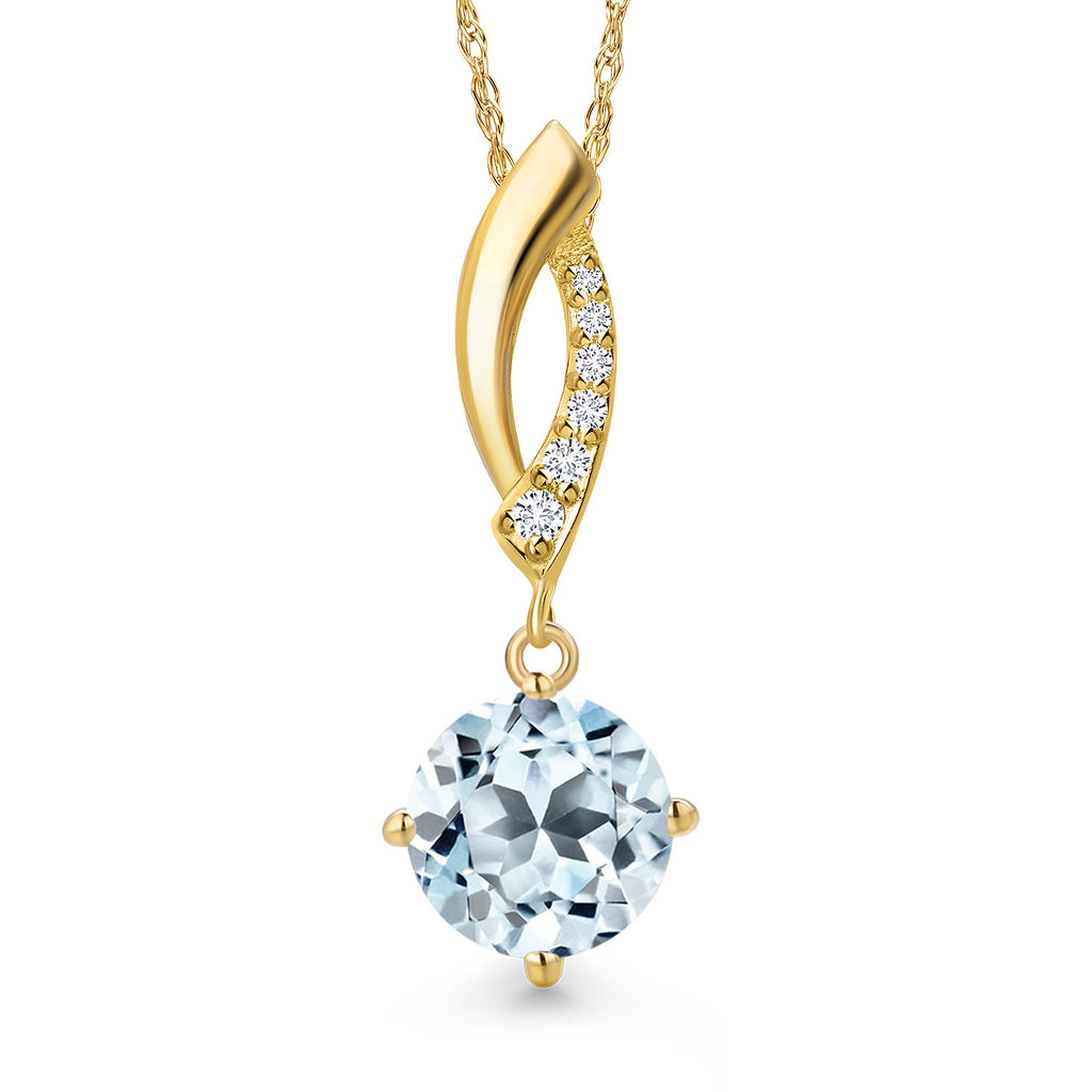Sky Blue Topaz - November_Pendant in 14K Yellow Gold
