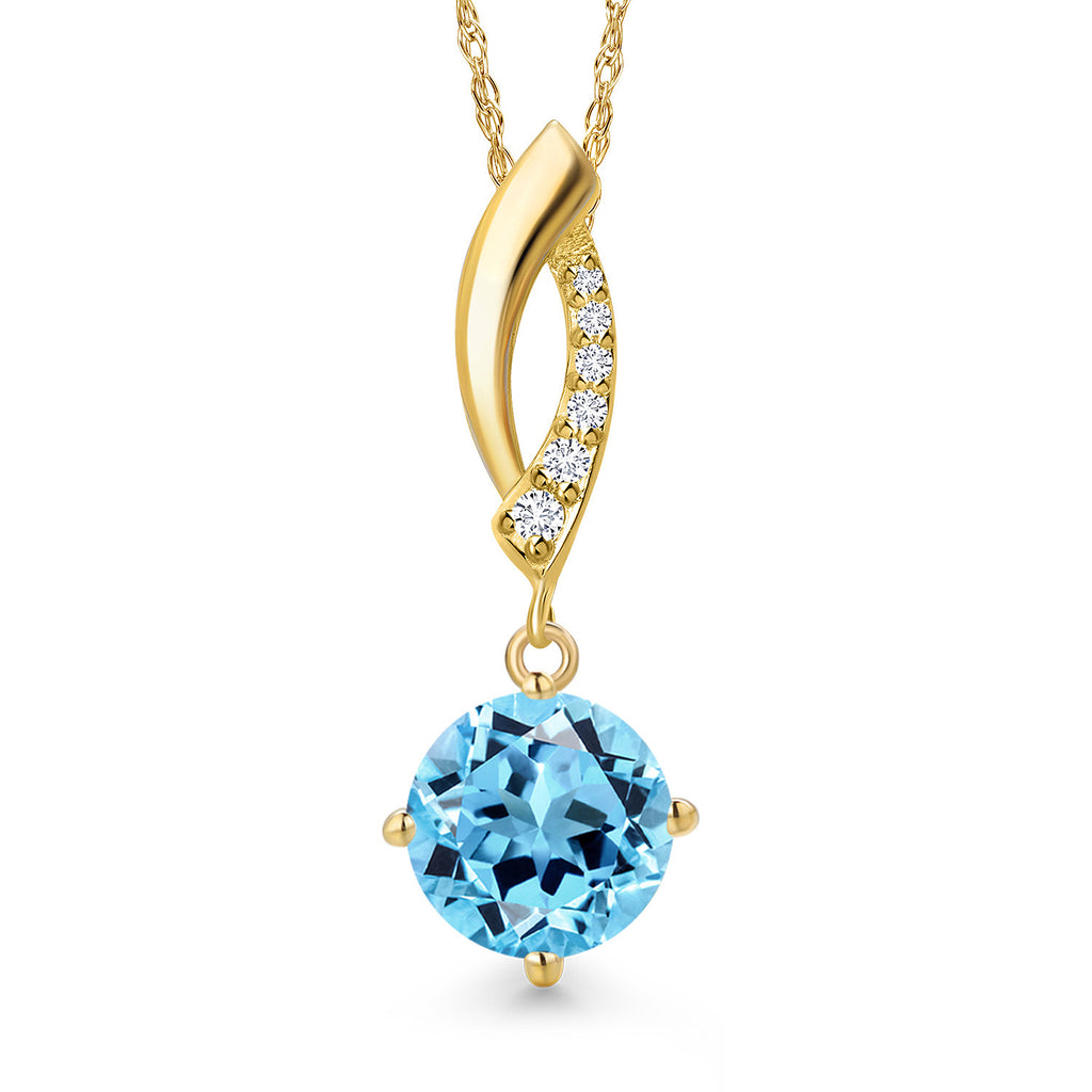Swiss Blue Topaz - November_Pendant in 14K Yellow Gold