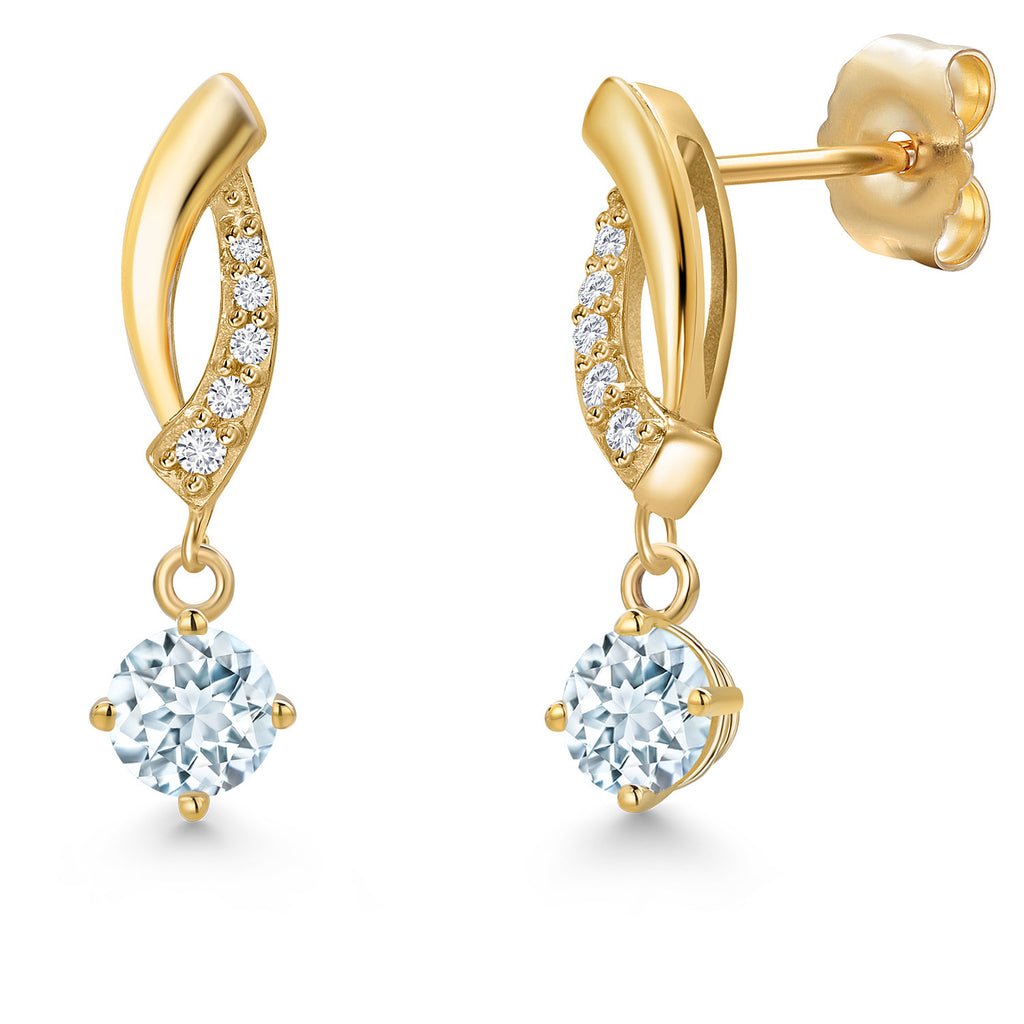 Aquamarine - March_Earrings in 14K Yellow Gold