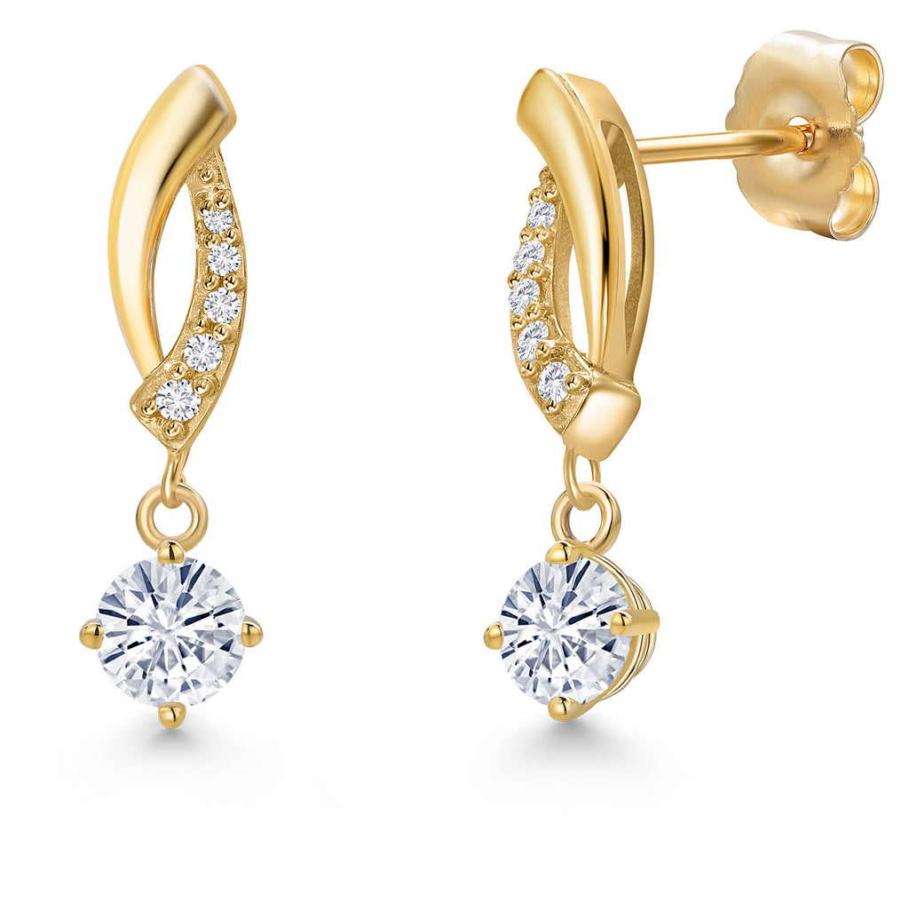 White Moissanite - April_Earrings in 14K Yellow Gold