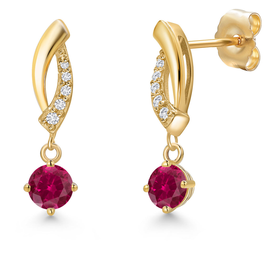 Created Ruby - July_Earrings in 14K Yellow Gold