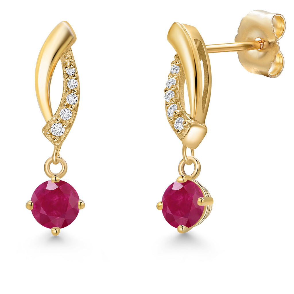 Ruby - July_Earrings in 14K Yellow Gold