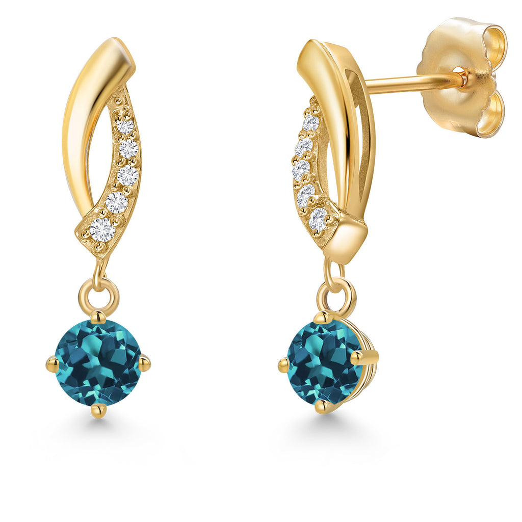 London Blue Topaz - November_Earrings in 14K Yellow Gold