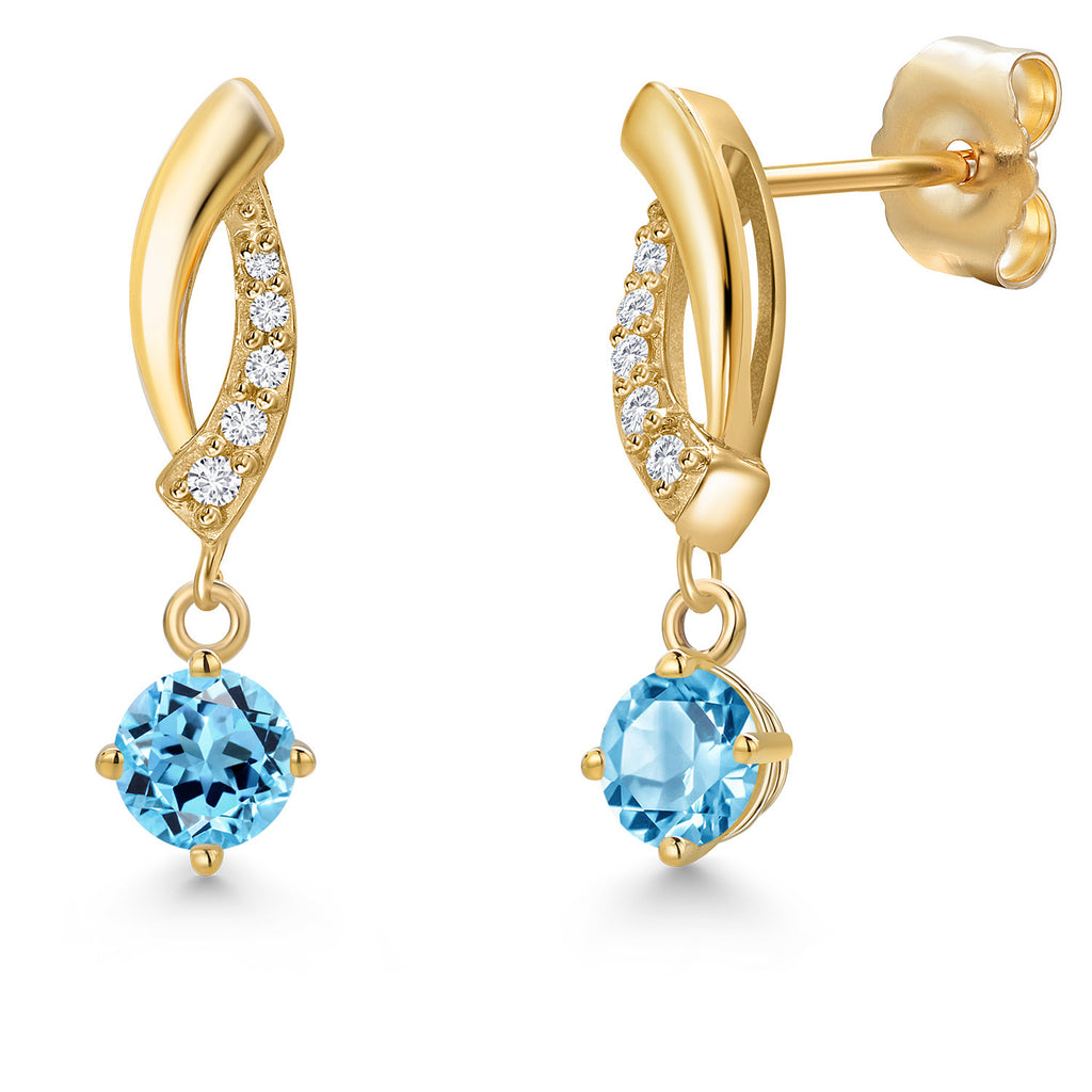 Swiss Blue Topaz - November_Earrings in 14K Yellow Gold