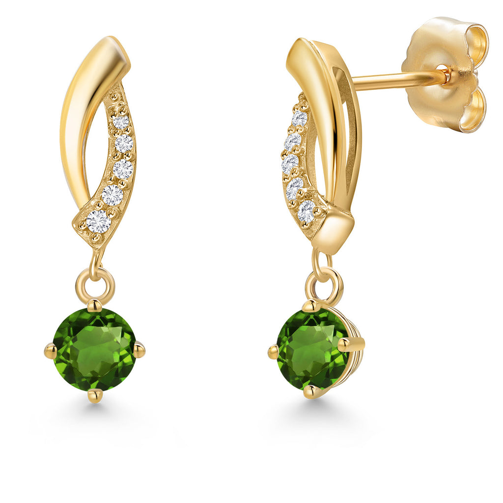 Green Tourmaline - October_Earrings in 14K Yellow Gold
