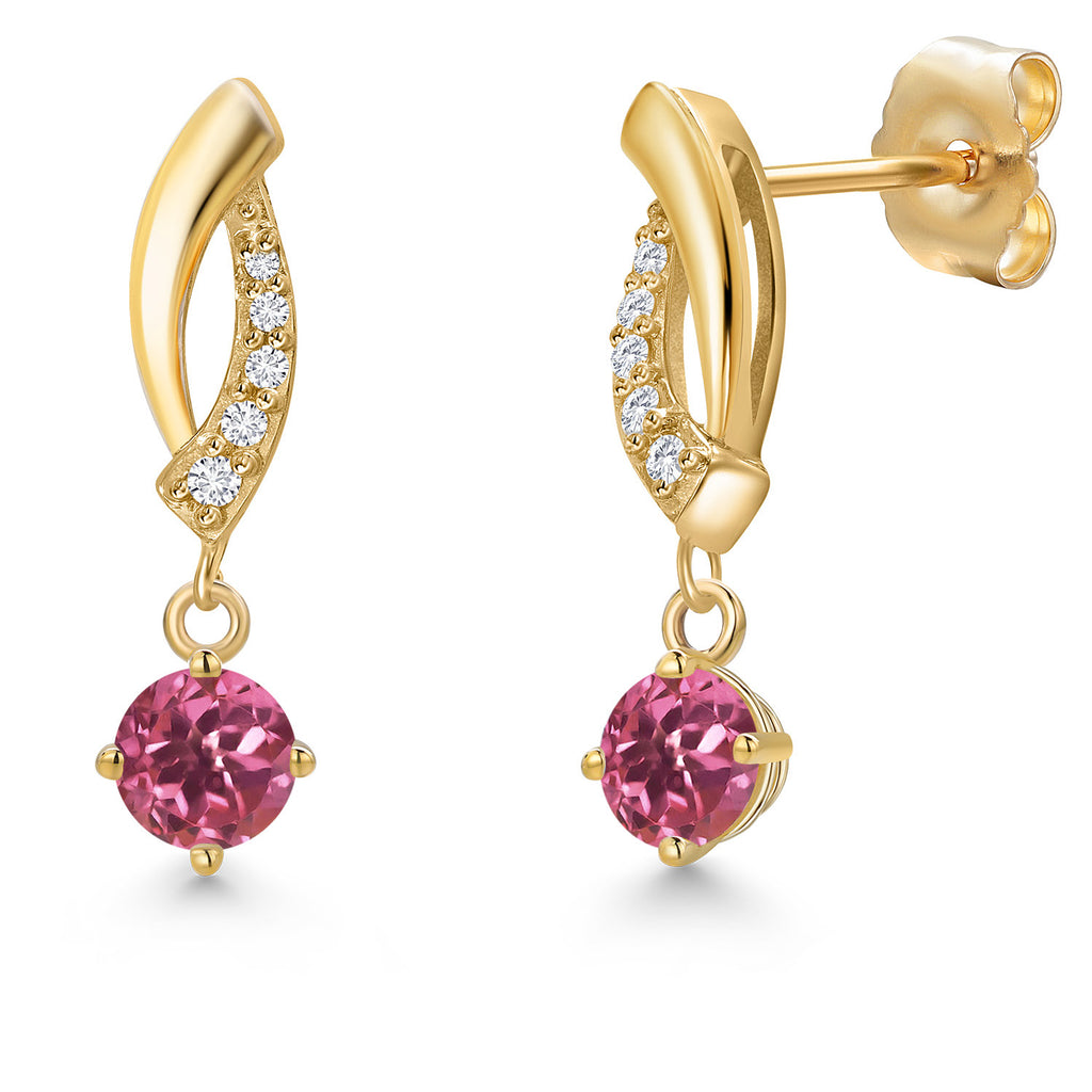 Pink Tourmaline - October_Earrings in 14K Yellow Gold