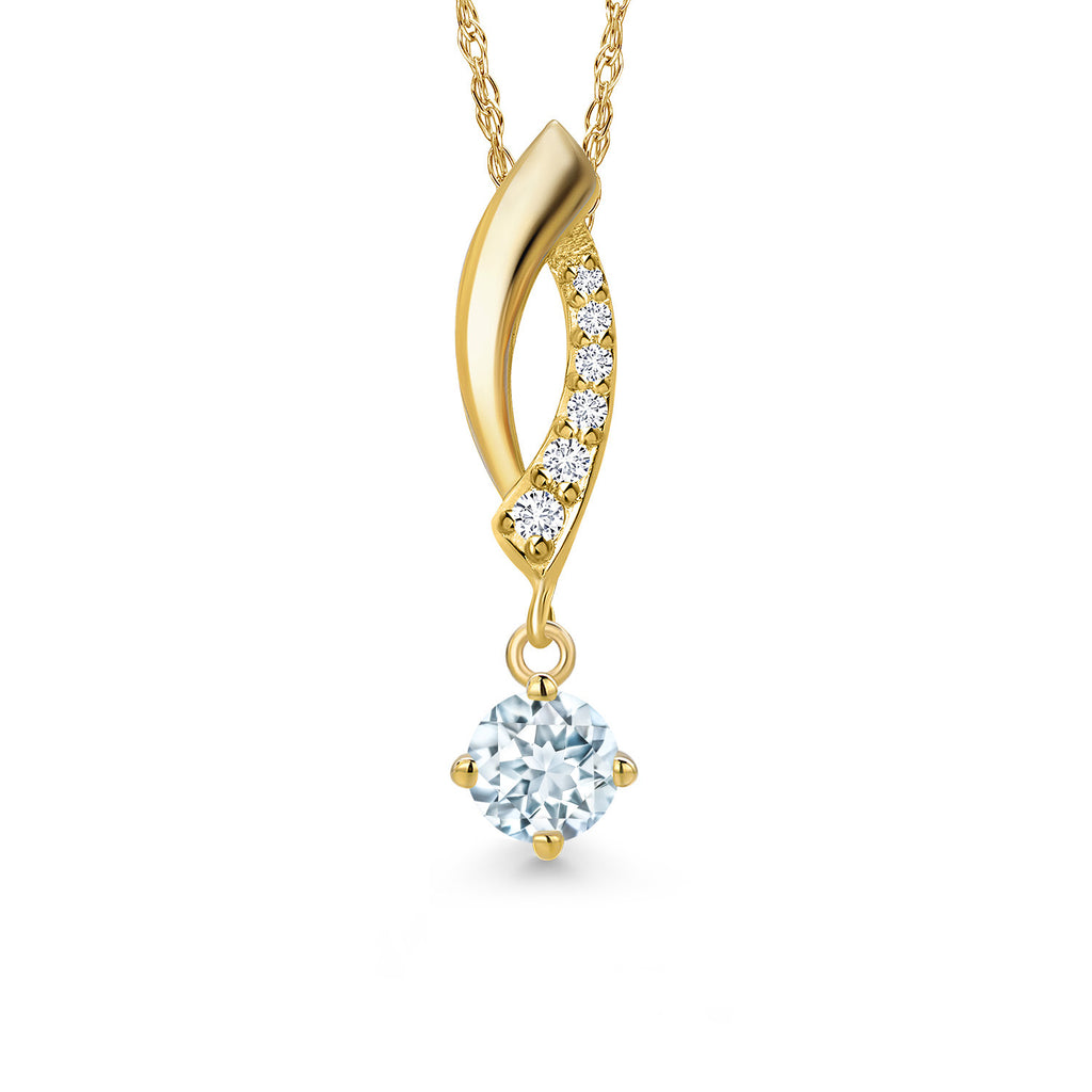 Aquamarine - March_Pendant in 14K Yellow Gold