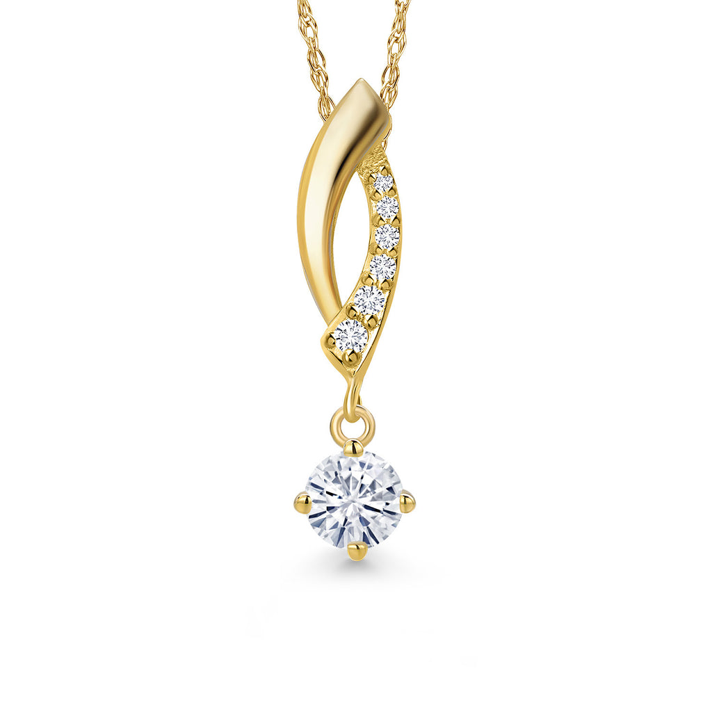 White Moissanite - April_Pendant in 14K Yellow Gold