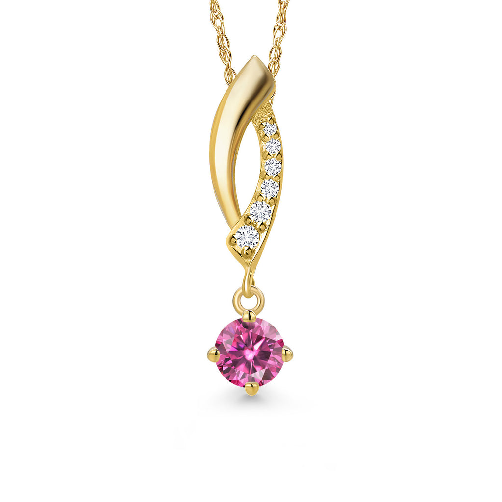 Pink Moissanite - April_Pendant in 14K Yellow Gold