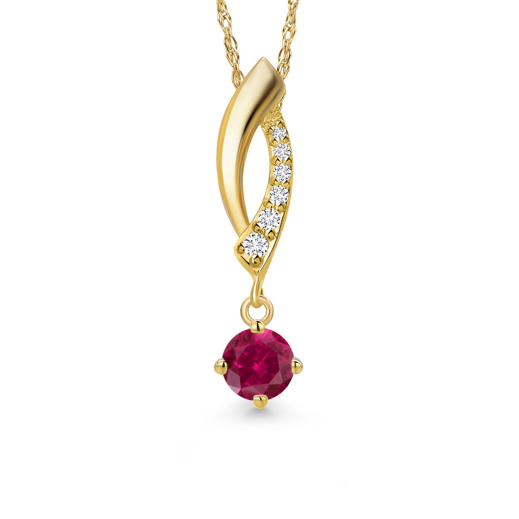 Created Ruby - July_Pendant in 14K Yellow Gold