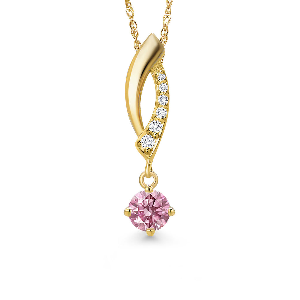 Pink Lab Grown Diamond - April_Pendant in 14K Yellow Gold