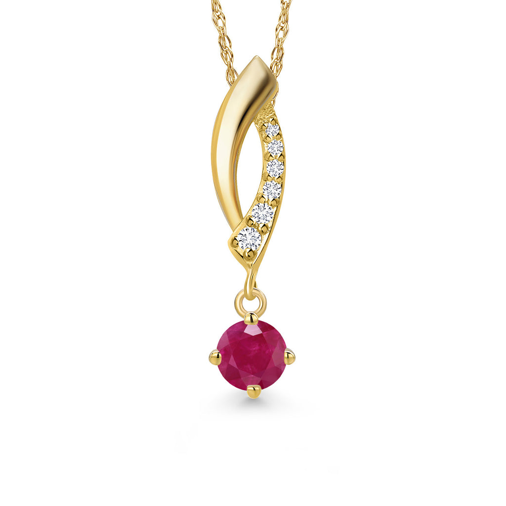 Ruby - July_Pendant in 14K Yellow Gold