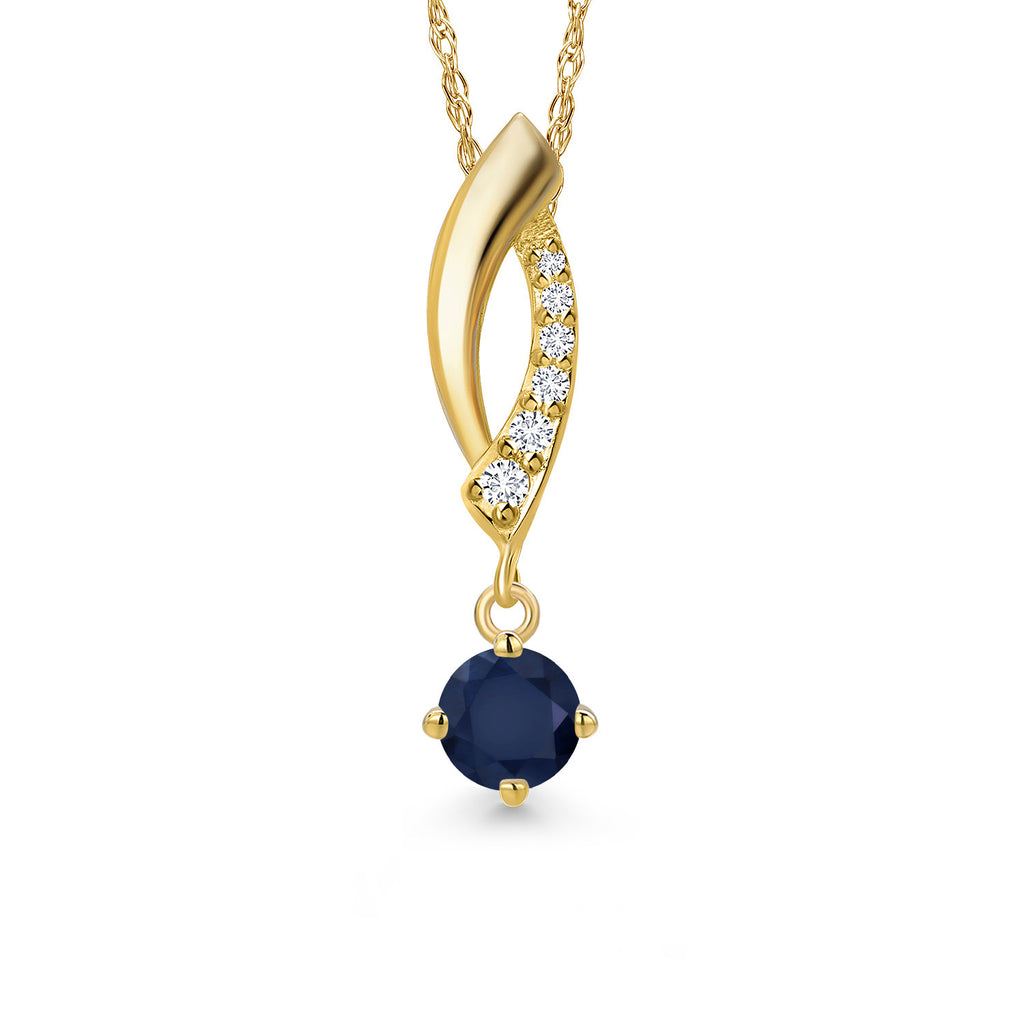 Blue Sapphire - September_Pendant in 14K Yellow Gold