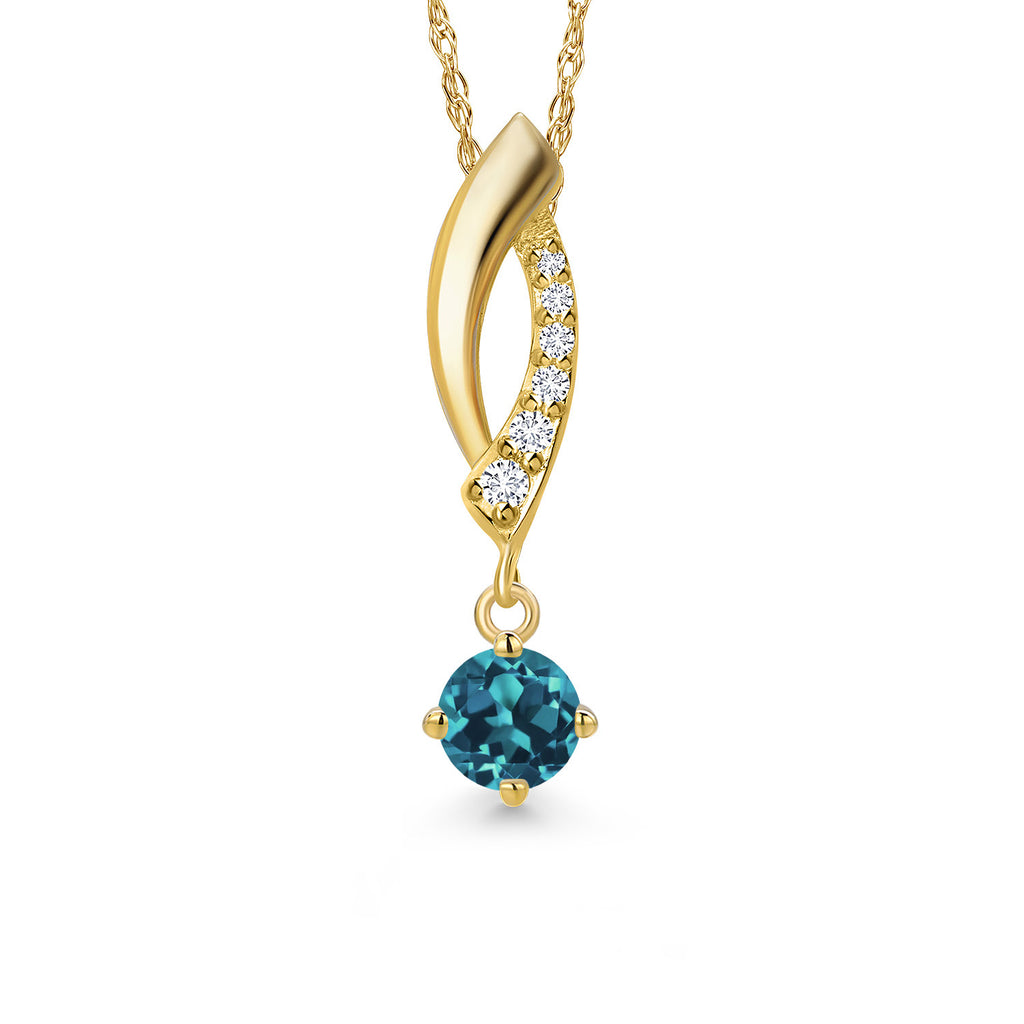 London Blue Topaz - November_Pendant in 14K Yellow Gold