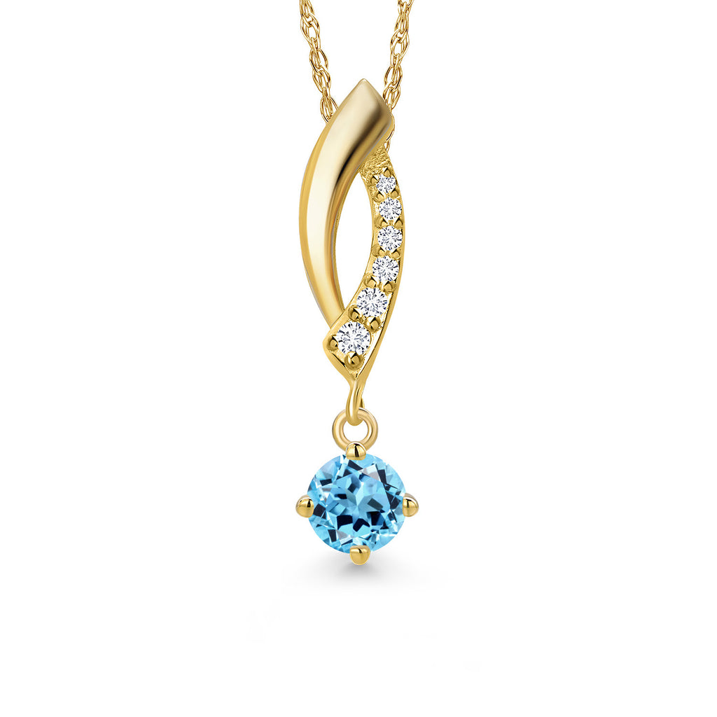 Swiss Blue Topaz - November_Pendant in 14K Yellow Gold