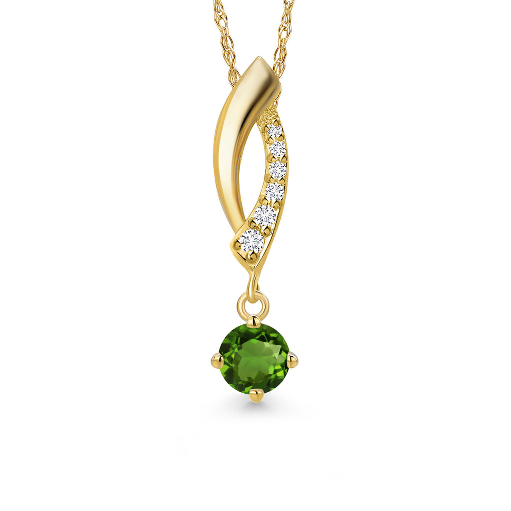 Green Tourmaline - October_Pendant in 14K Yellow Gold