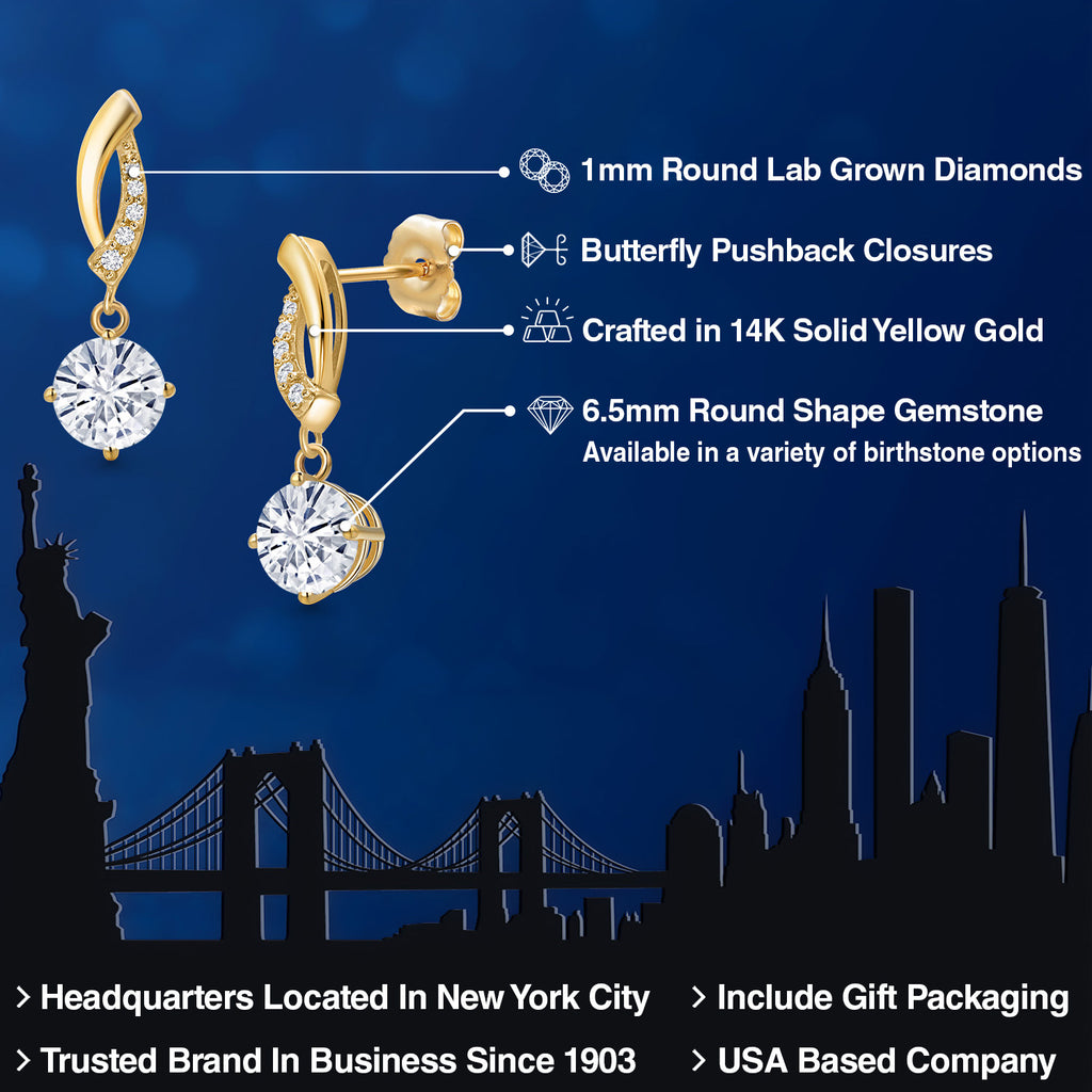 Near Colorless (GH) and E - F_Earrings in 14K Yellow Gold