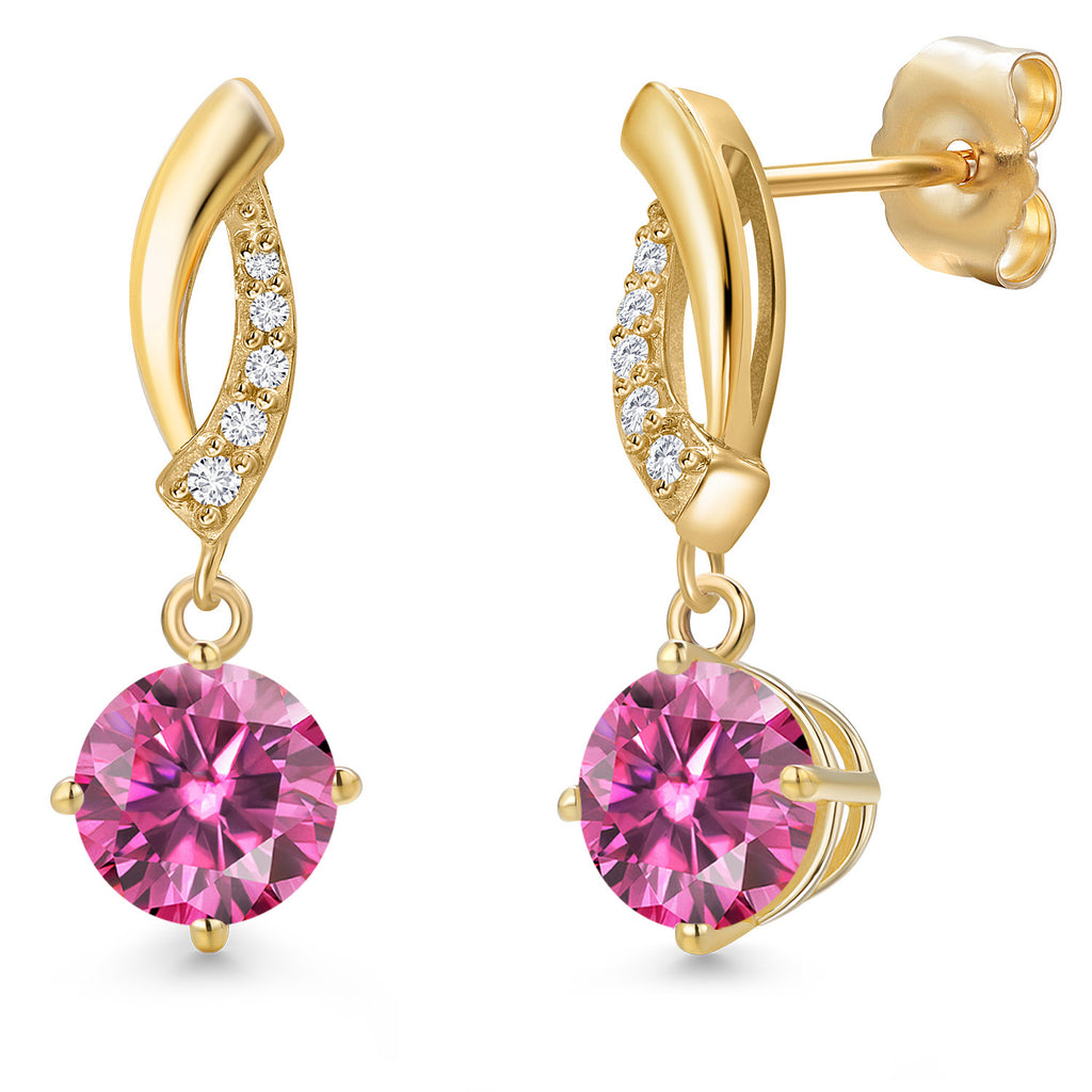 Pink Moissanite - April_Earrings in 14K Yellow Gold